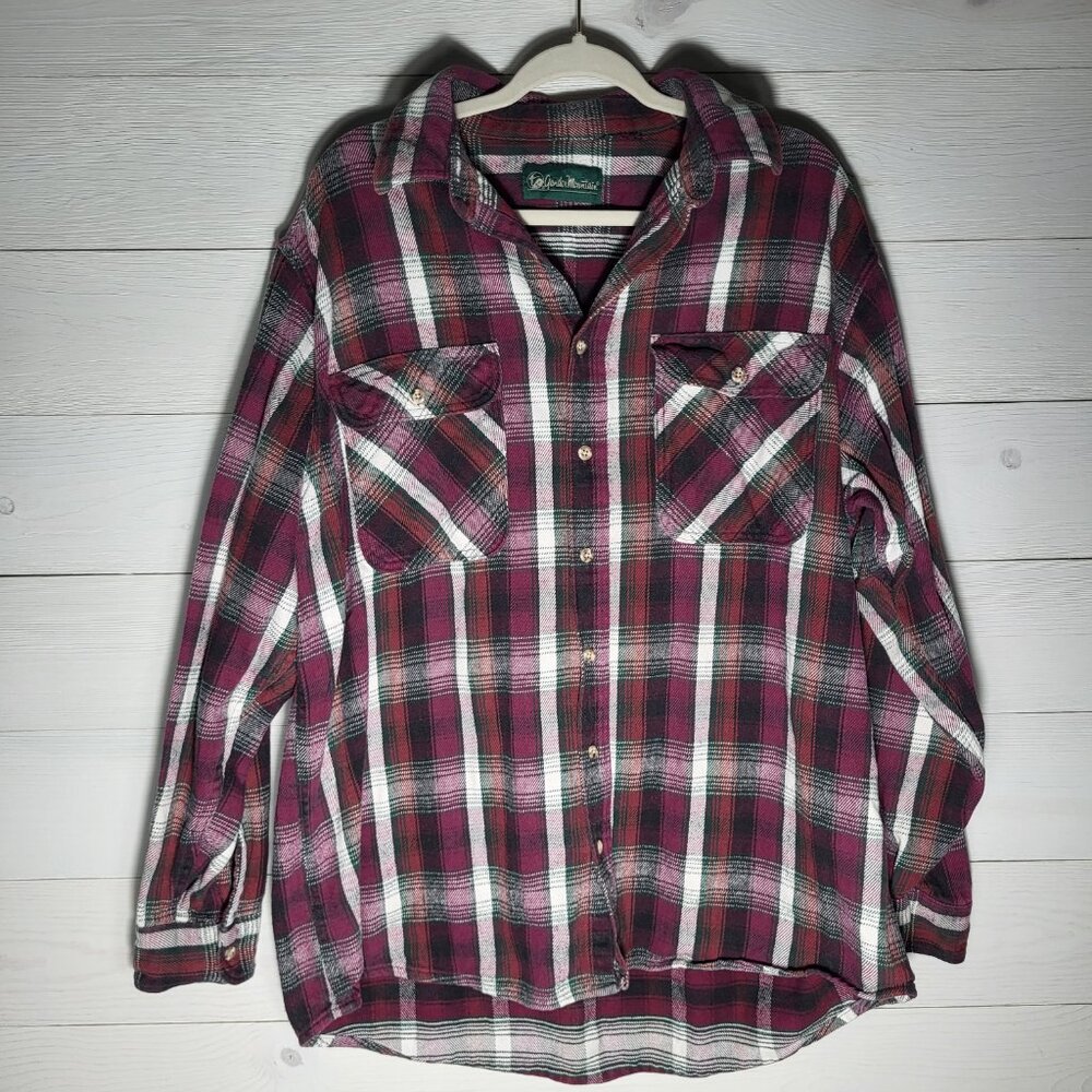 Vintage Gander Mountain Plaid Flannel Cotton Cabincore Gorpcore Burgundy Green.